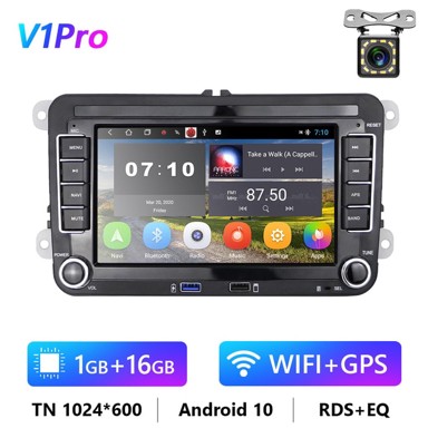 Multimedia 2Din, 7", Android 10.0, GPS auto radio, CarPlay, za VW Golf, Škoda, PASSAT B6, Tiguan, Škoda, Seat Octavia, WiFi Player